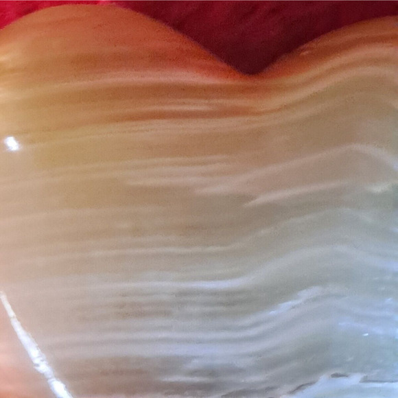 Amber Sardonyx Heart Shape Bowl Banded Gemstone Onyx Mineral 2 5/8 Inches - Picture 5 of 11